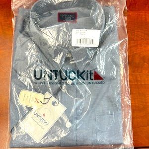 NWT UNTUCKit Petrus Short Sleeve Button Down Size XL Navy